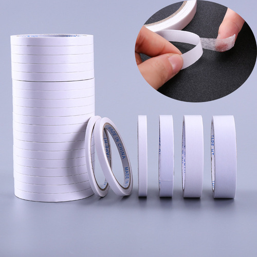 Office supplies double-sided tape strong adhesive ultra-thin double-sided tape packaging sealing two-sided tape 12 meters stationery tape wholesale
