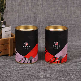 密封防潮茶叶纸筒定 制精美马口铁盖花茶礼品罐 牛皮纸食品包装筒