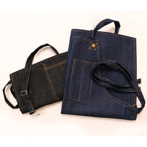 Denim apron printed barista hairdressing canvas kitchen baking men's and women's painting work clothes children's printed logo