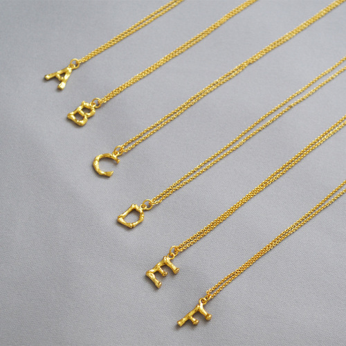 Euro-American Celi Trendy Retro Creative 26 English Letters 1.5cm Bamboo Joint Pendant Simple and Versatile Necklace