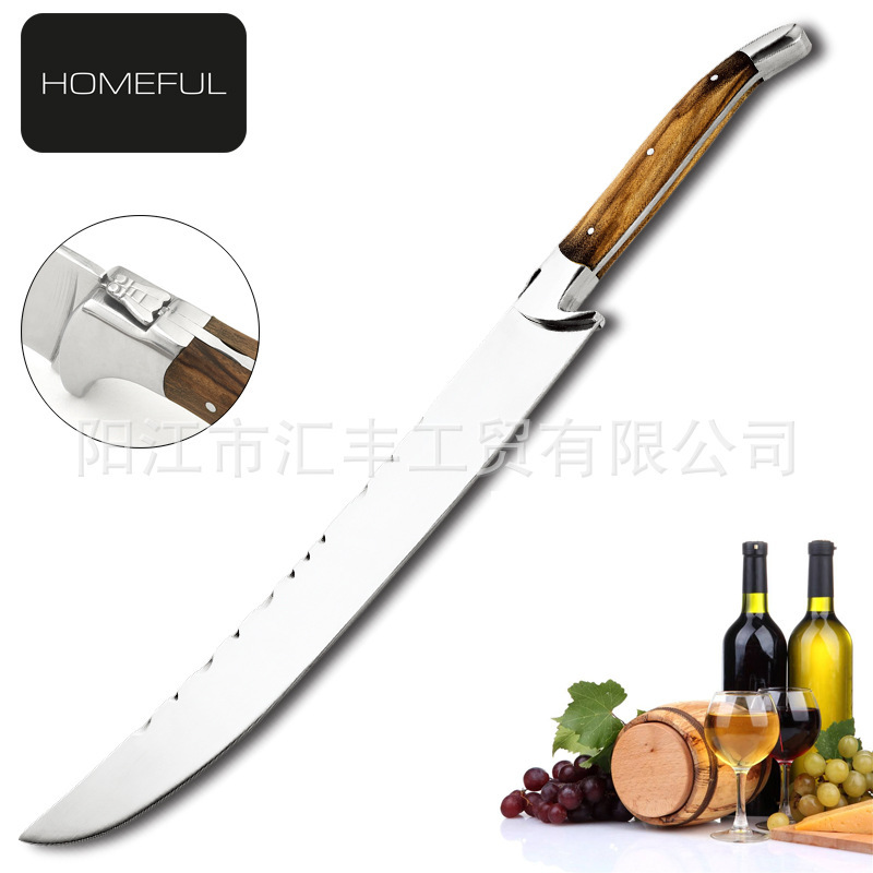 12-inch olive wooden handle double steel head champagne knife kitchen knife bee knife wedding bottle opener 12-inch olive wooden handle double steel head champagne knife kitchen knife bee knife wedding bottle opener