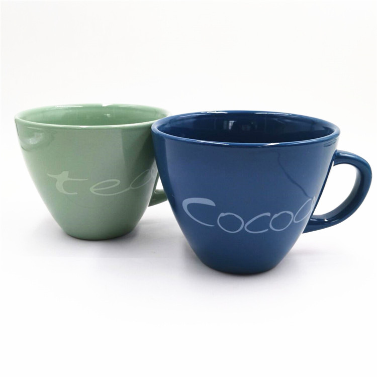 Creative Japanese capacious solid color ceramic tea cup for home use