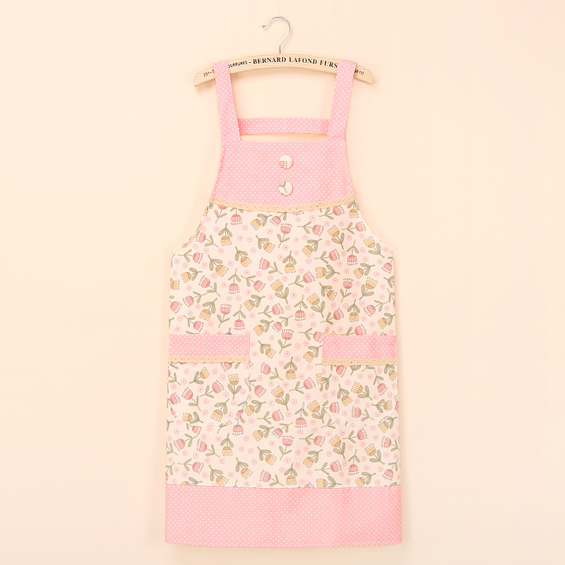 New Simple Fashion Pastoral High-Quality Polyester Cotton Apron For Kitchen Adults Restaurant Anti-Stain Dirt-Resistant_voghion.com