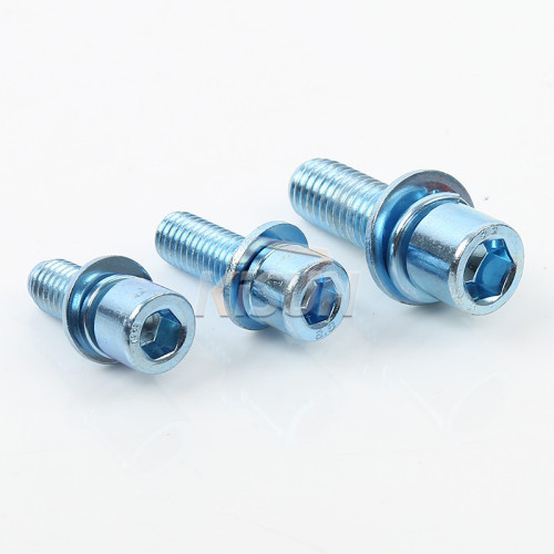 Hexagonal bolt with tapered shank, spring washer, flat washer three-piece set, galvanized M5X10 M5X12