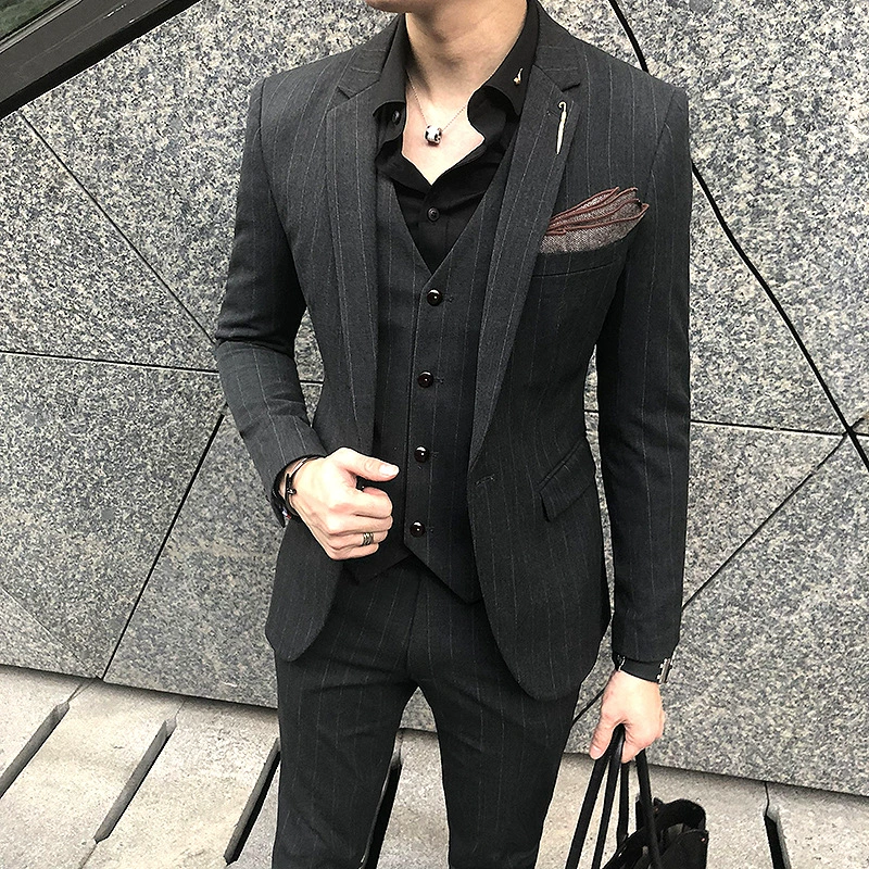 Classic suit, set, Korean style, 3 piece set, for students