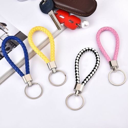 Leather rope key chain woven pu key chain pendant key chain car key chain accessories bag pendant wholesale