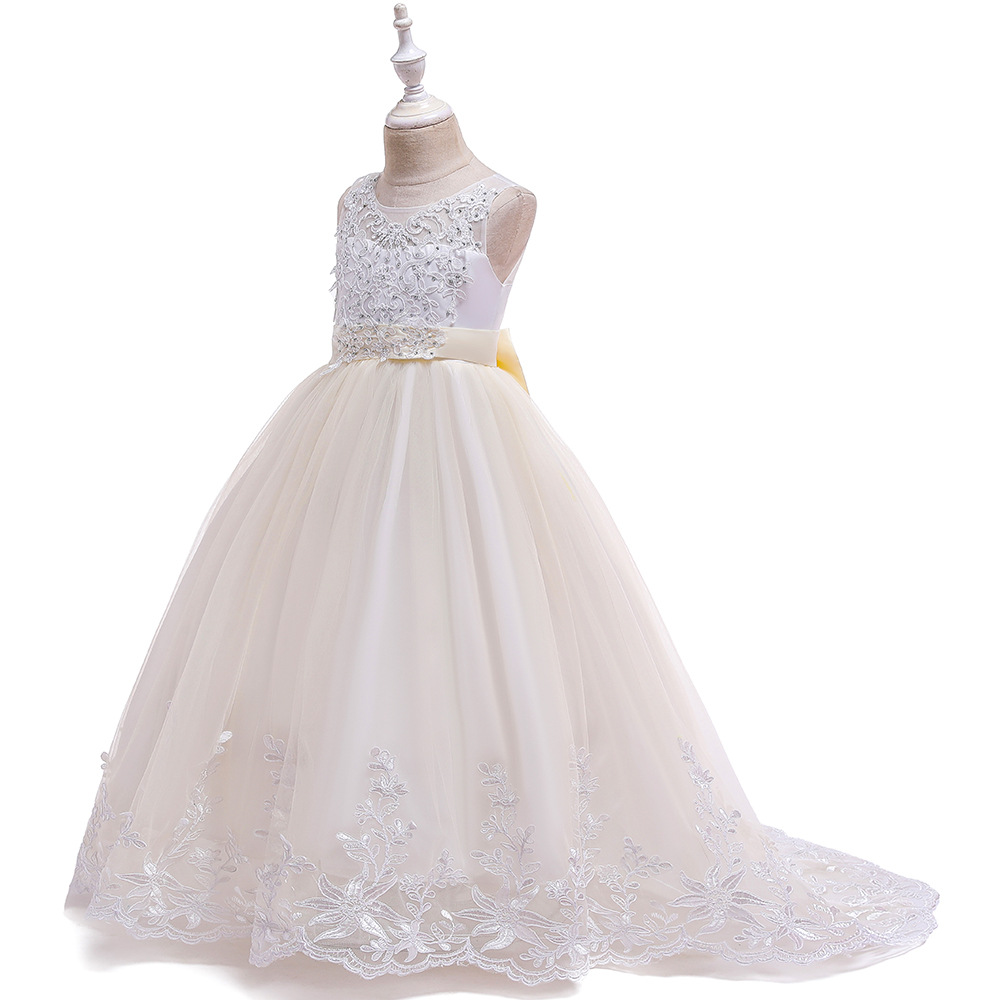 Children's long skirt, lace wedding dress, long small princess costume, evening dress, Amazon 5