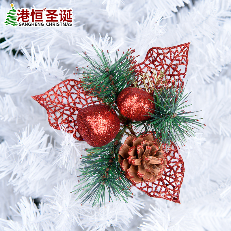 Navidad rama arreglo flor 19CM oro y plata rojo Navidad fruta oreja Pino cono aguja hoja decorativa rama arreglo flor