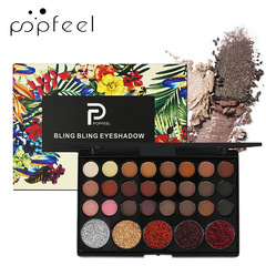 POPFEEL 29色眼影裸妝大地色煙熏眼影盤 閃粉珠光亮片鑽石閃粉