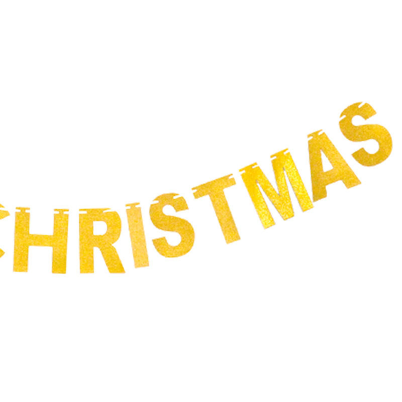 Polvo brillante oro MERRY navidad carta de papel tirar de flores de la bandera de la fiesta de Navidad suministro directo del fabricante