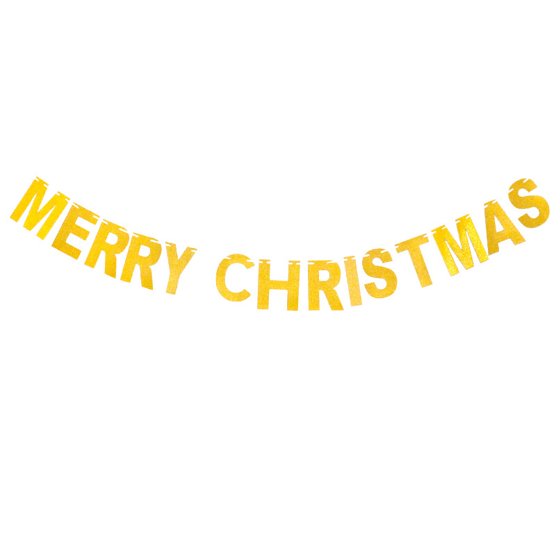 Polvo brillante oro MERRY navidad carta de papel tirar de flores de la bandera de la fiesta de Navidad suministro directo del fabricante