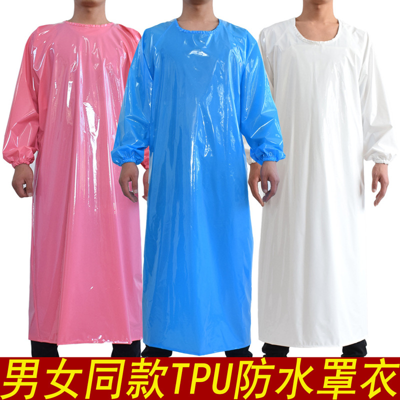 Food Grade TPU Waterproof oil-proof acid and alkali resistant coverall stone slaughter work food factory long sleeve apron reverse dressing