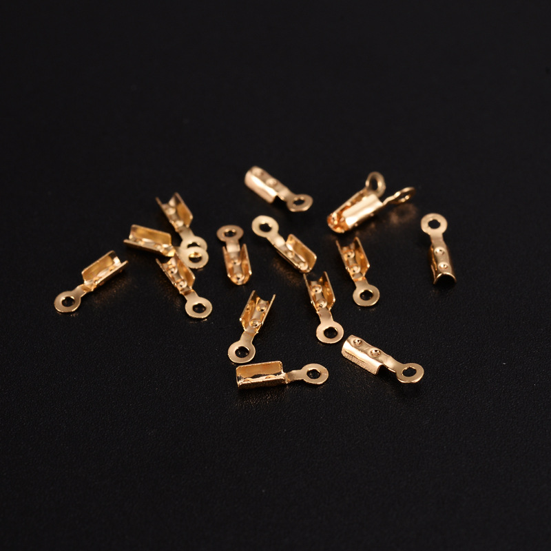 DIY古风饰品配件 铜链条夹扣 保色电镀 绳扣 铜扣 2*7mm 链条配件