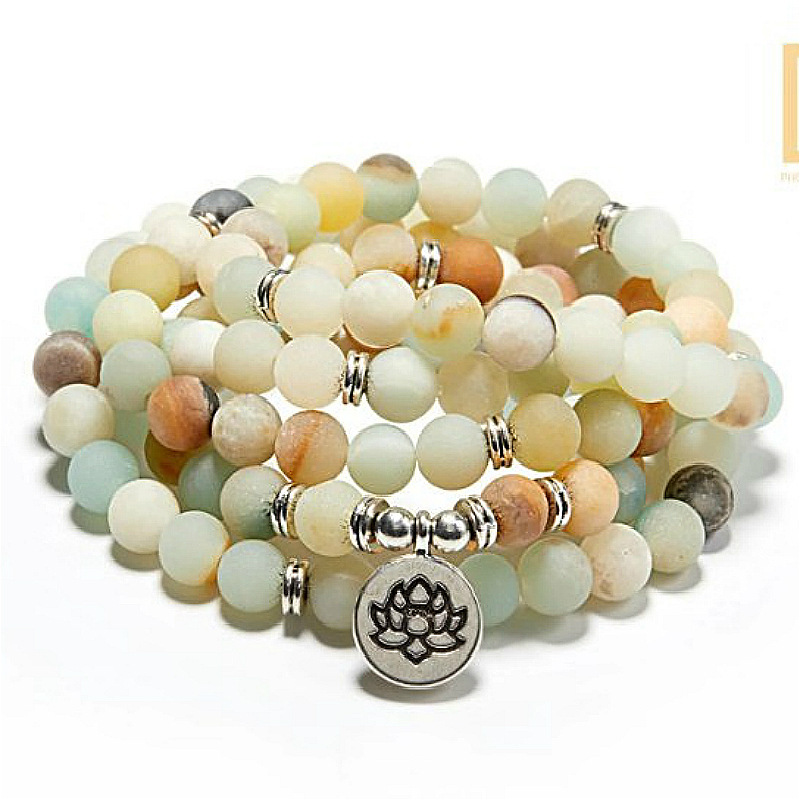 Matte Amazonite108Mala Bead Bracelet Necklace High Quality Lotus Charm New Design Yoga Bracelet Matte Amazonite108Mala Bead Bracelet Necklace High Quality Lotus Charm New Design Yoga Bracelet