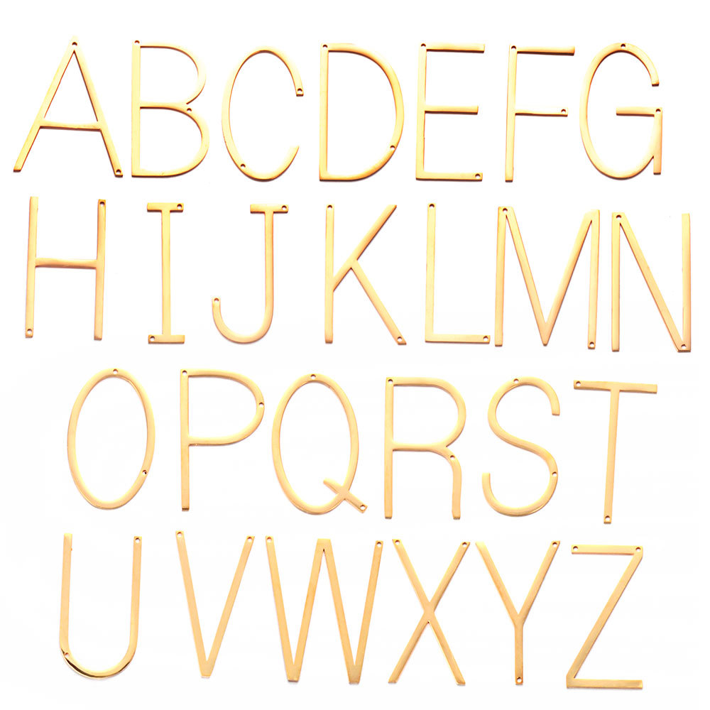 5个/包大字母钛钢项链吊坠激光切割首饰不锈钢饰品英文字母