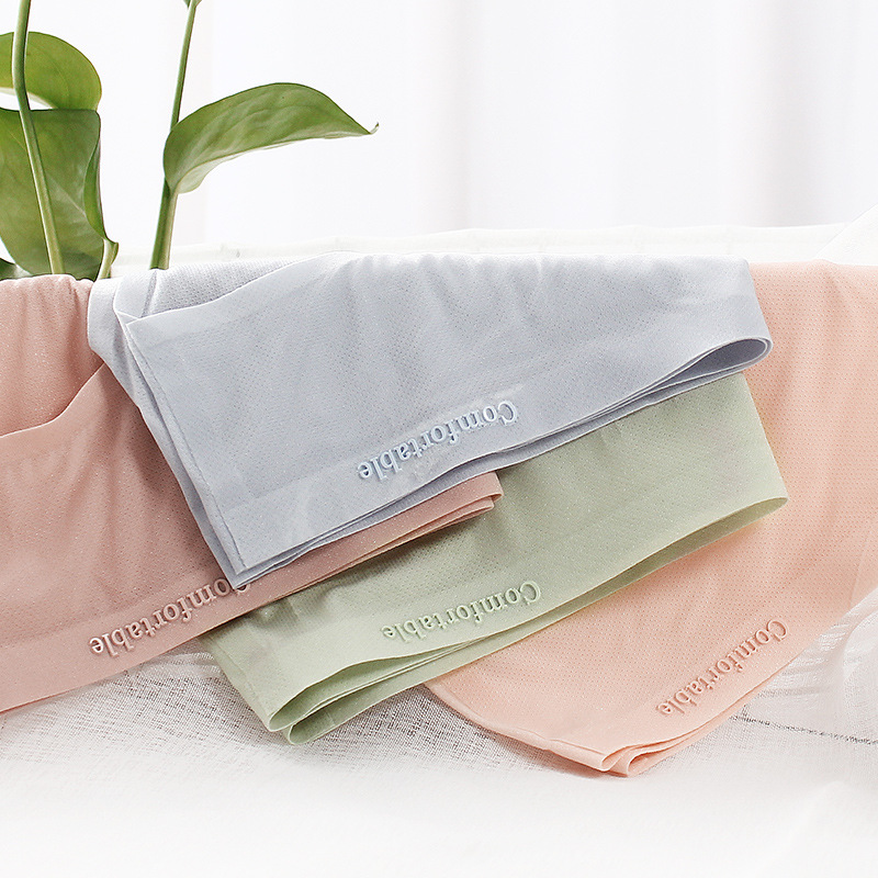 Nueva Piel de hielo ultrafina red ropa interior de seda de hielo sin costuras entrepierna de algodón antibacteriano para mujer hueca transpirable Mediados de cintura calzoncillos