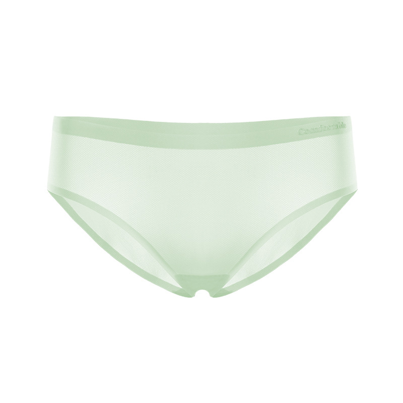 Nueva Piel de hielo ultrafina red ropa interior de seda de hielo sin costuras entrepierna de algodón antibacteriano para mujer hueca transpirable Mediados de cintura calzoncillos