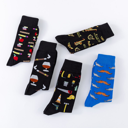 New cross-border art style socks casual cotton socks European and American street trend mid-calf socks wholesale
