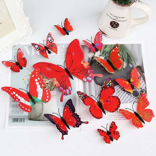 12 simulated butterflies creative home background butterfly three-dimensional stickers children's room wall decoration 3d butterfly wall stickers