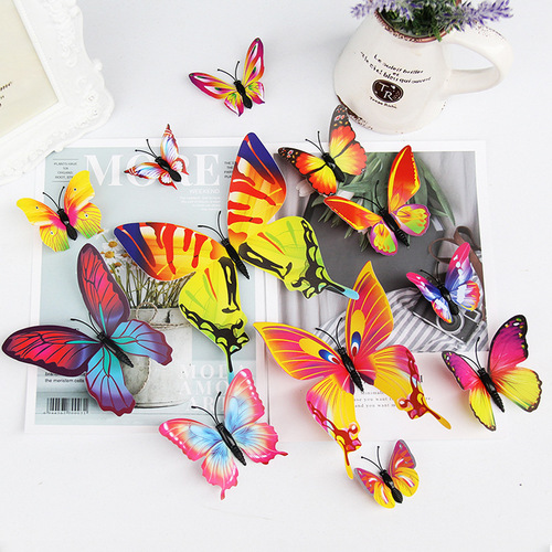 12 simulated butterflies creative home background butterfly three-dimensional stickers children's room wall decoration 3d butterfly wall stickers
