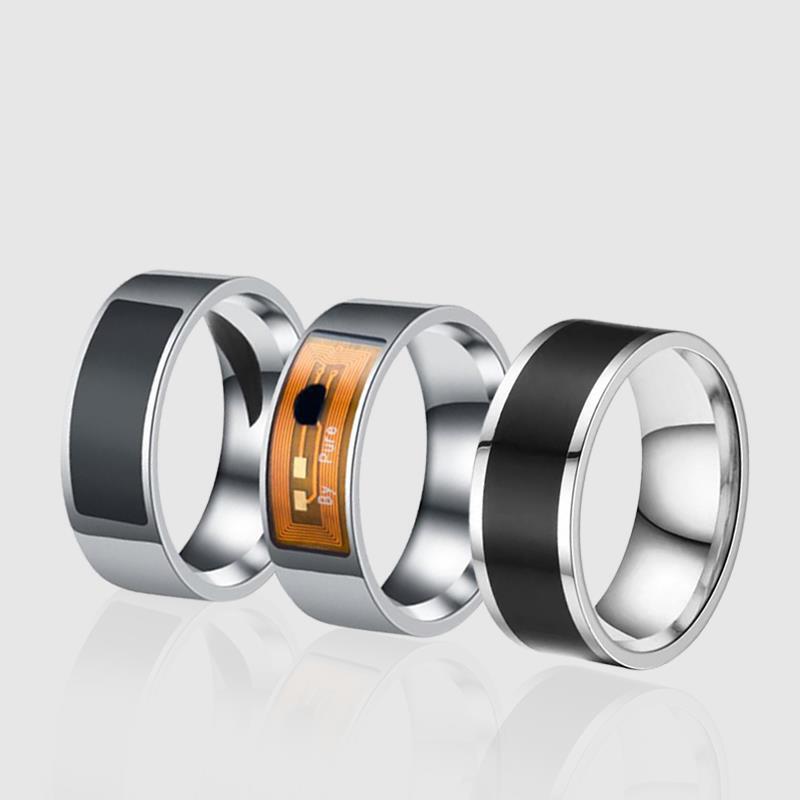 Cross-Border Nfc Mobile Phone Tag Smart Ring Stainless Steel Smart Wearable Ring Smart Spot Black Half Circle