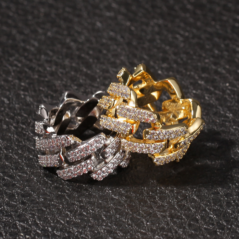 Men's Cuban Link Ring With Micro Paved Zircon And Real Gold Finish_voghion.com