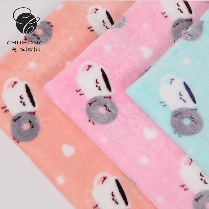 法兰绒印花布 厂家供应 卡通印法兰绒布面料 抱枕靠枕面料