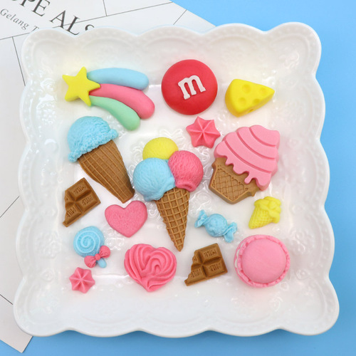 Various ice cream fondant silicone molds, macaron cones, meringue chocolate molds, cake decorations