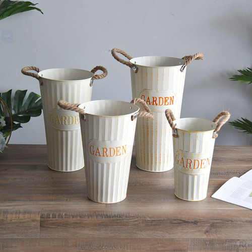 Dry flower bucket flower arranging device high flower bucket flower shop decoration iron bucket dry flower bucket American flower tube floor-standing vase iron bucket