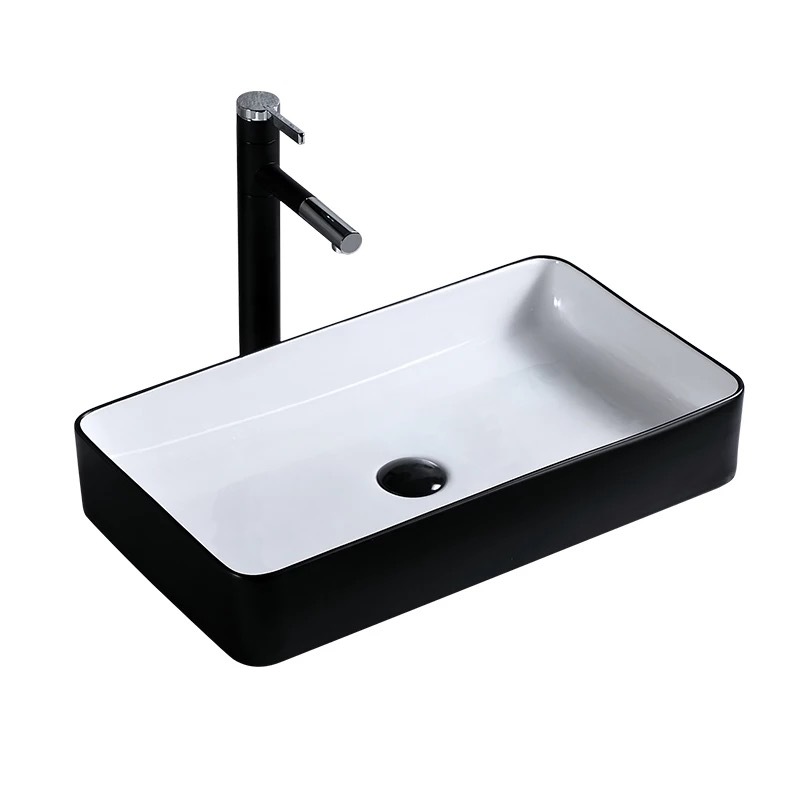 Nórdico lavabo de cerámica mesa cuadrada cuenca simple baño blanco y negro de estilo europeo Cuenca del lavabo artístico