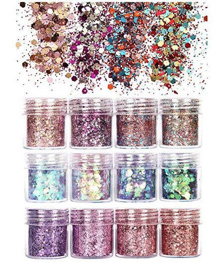 Mixed Powder +1+2 + 3mm small sequins ultra-thin nail gradient color suit nail polish 12 bottles Amazon hot sale