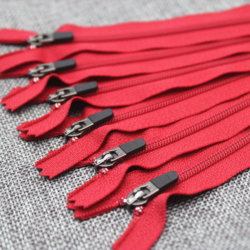 现货红色3号尼龙闭尾拉链吉田YKK尼龙半自动头闭口拉链多尺寸