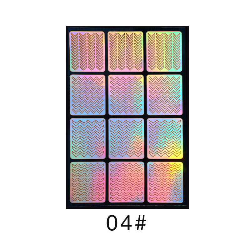 Colorido láser hueco pegatinas de uñas plantilla de impresión de uñas plantilla grande pintada de impresión transfronteriza exclusiva para la venta al por mayor
