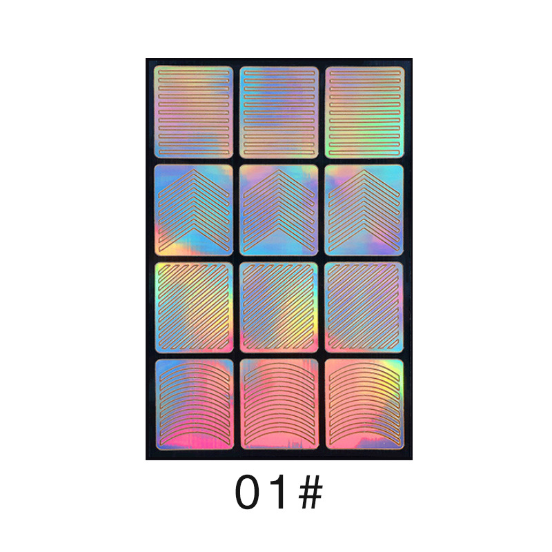 Colorido láser hueco pegatinas de uñas plantilla de impresión de uñas plantilla grande pintada de impresión transfronteriza exclusiva para la venta al por mayor