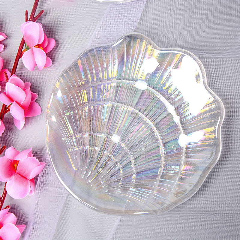 Creative Shell Dish Glass Ins Fantasy Small Dish Mermaid Letter Nail Art Photography Props Colorfulful Shell Dish