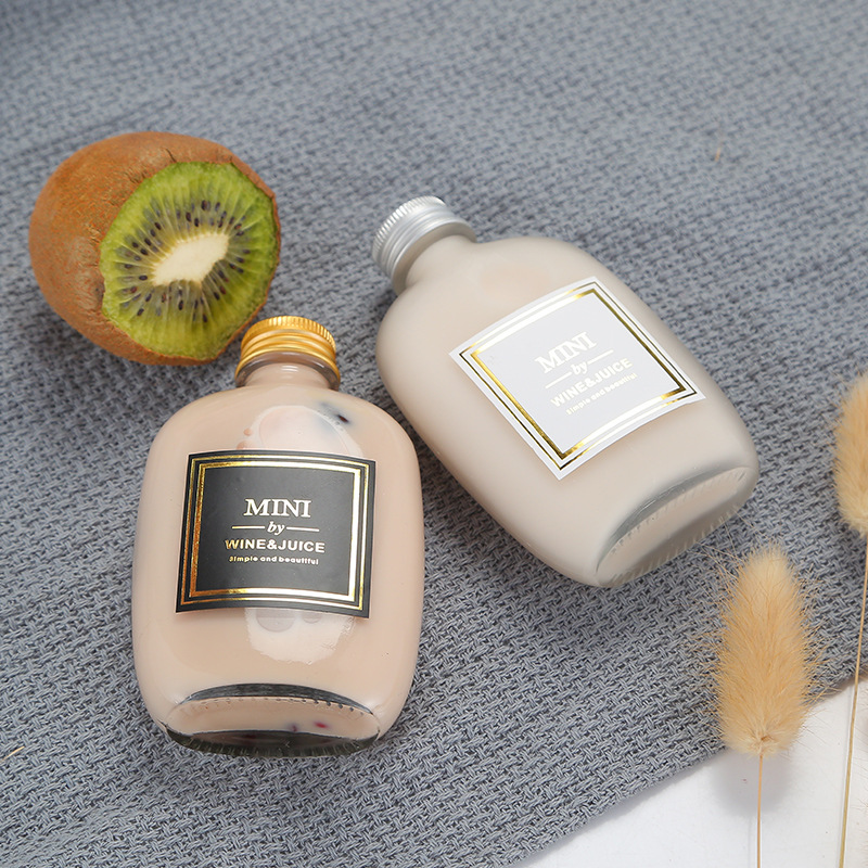 100ml冷萃饮料瓶小酒瓶玻璃果酒瓶蘑菇盖咖啡奶茶瓶可logo