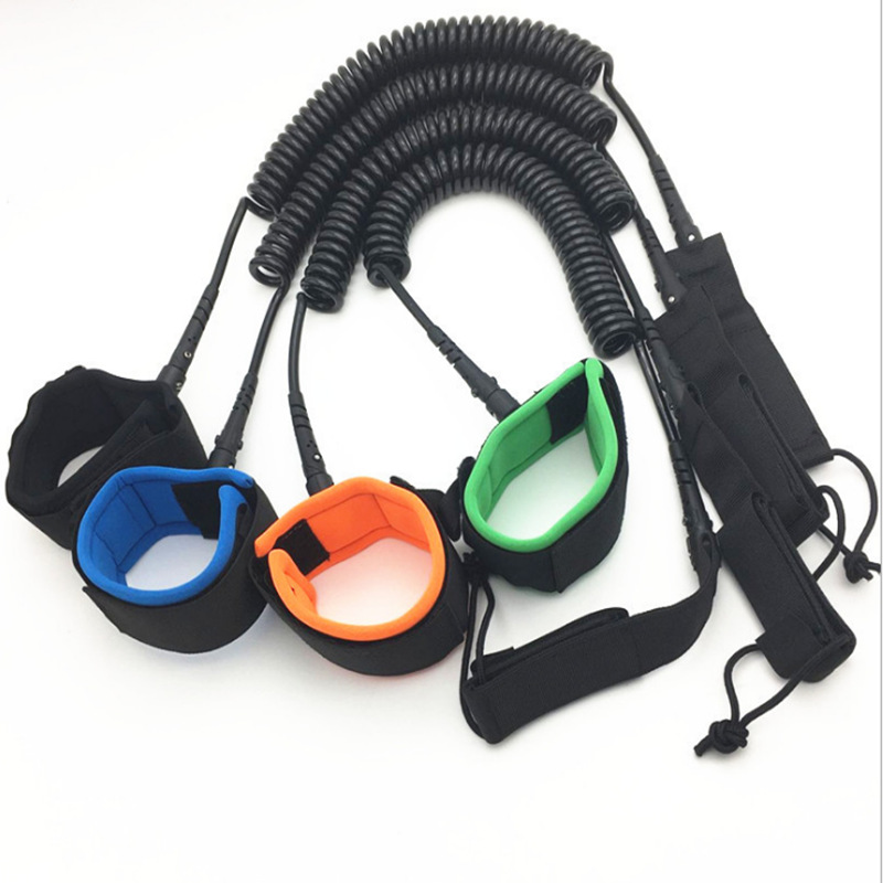 Cuerda de seguridad para tablas de surf de TPU con cable de acero de resorte marino de 7 mm de la potente fábrica de Guangdong, cuerda en espiral para vela de surf.