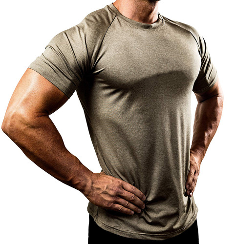 New 8-color fitness clothes for men, quick-drying breathable sports running training high-elastic tights short-sleeved sports coaching clothes