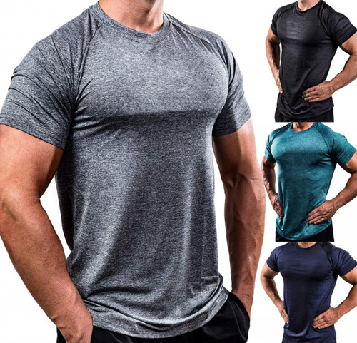 New 8-color fitness clothes for men, quick-drying breathable sports running training high-elastic tights short-sleeved sports coaching clothes