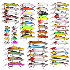 Wenhé 56-piece Lure Set Minnow Hard Bait Mixed for Grass Carp Fishing Tackle Cross-border Fishing Gear Whamphen Wholesale
