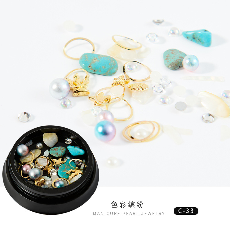 Comercio exterior nueva manicura estrella Luna joyería mixta Caja Popular cobre ronda remache lentejuelas uñas diamante decoraciones belleza