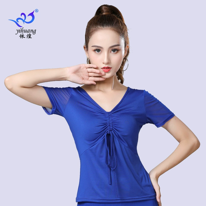 Топ для латинских танцев Женская Одежда для взрослых Новый Настольный конкурс с короткими рукавами Одежда для современных танцев Тренировка Национальный стандарт танца