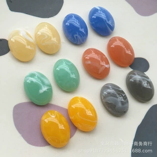 日系果冻色晕染椭圆形半丸树脂贴片配件diy手作耳环头饰材料批发
