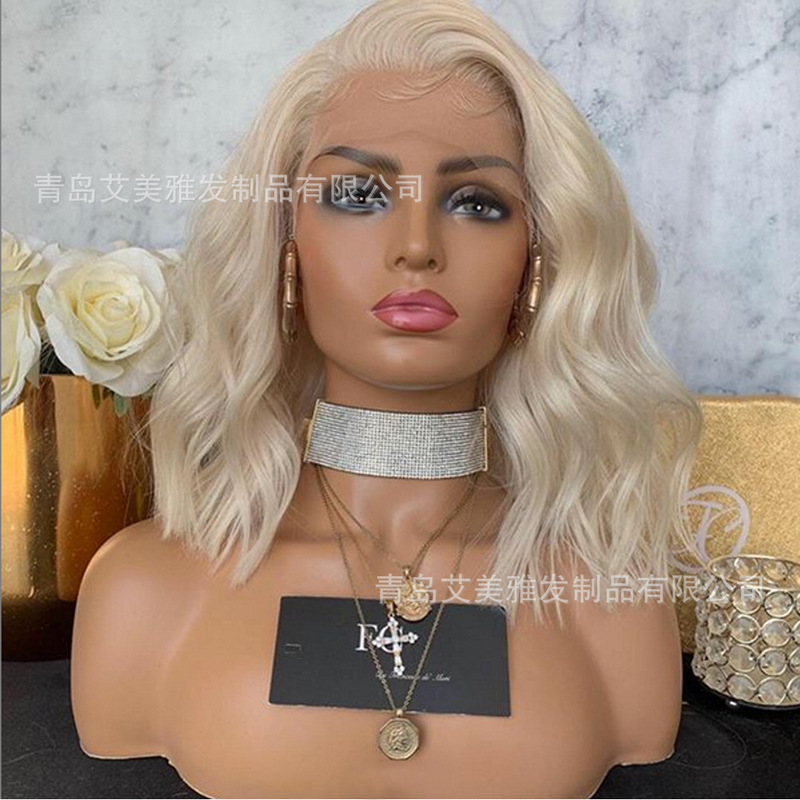 Amazon Sells European and American Fashion African Curly Hair Wigs, Synthetic Fiber Front Lace Wigs, One-Piece Drop Shipping, Fluffy and Curly