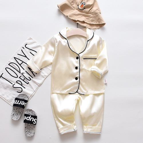 CA41 Mufurui children's suit long-sleeved solid color pajamas, home wear, parent-child clothing, trendy style