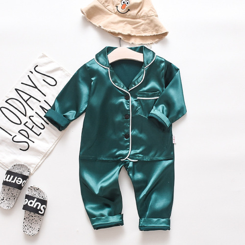 CA41 Mufurui children's suit long-sleeved solid color pajamas, home wear, parent-child clothing, trendy style