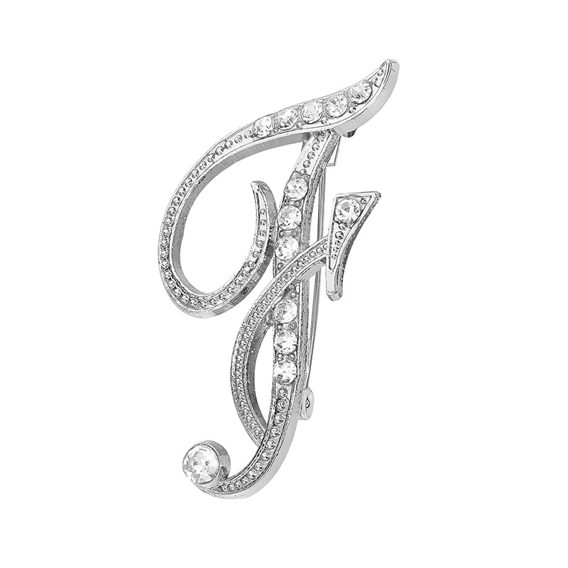 Silver Alphabet Brooch Letter Pin Personalized Inlaid Crystal Gift_voghion.com