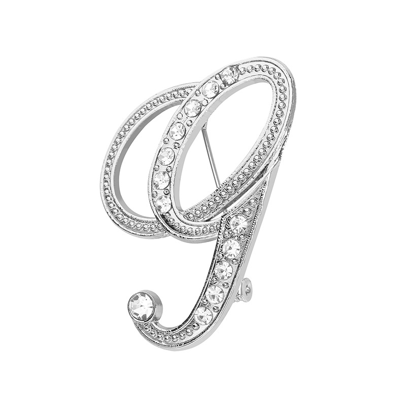 Silver Alphabet Brooch Letter Pin Personalized Inlaid Crystal Gift_voghion.com