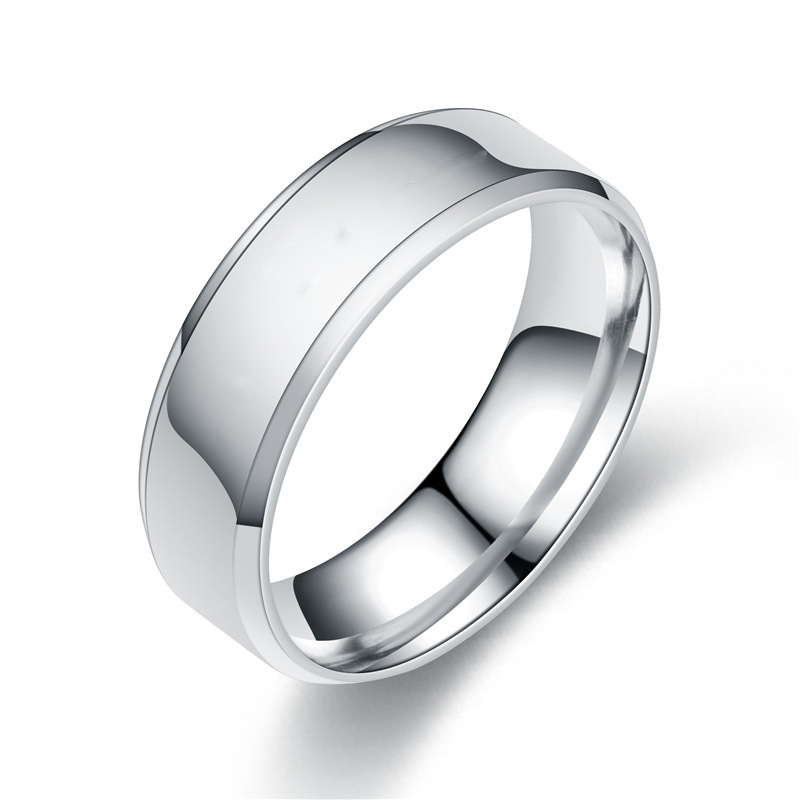 Spot supply titanium steel ring does not fade 6MM glossy matte double beveled blank laser engraved ring_voghion.com