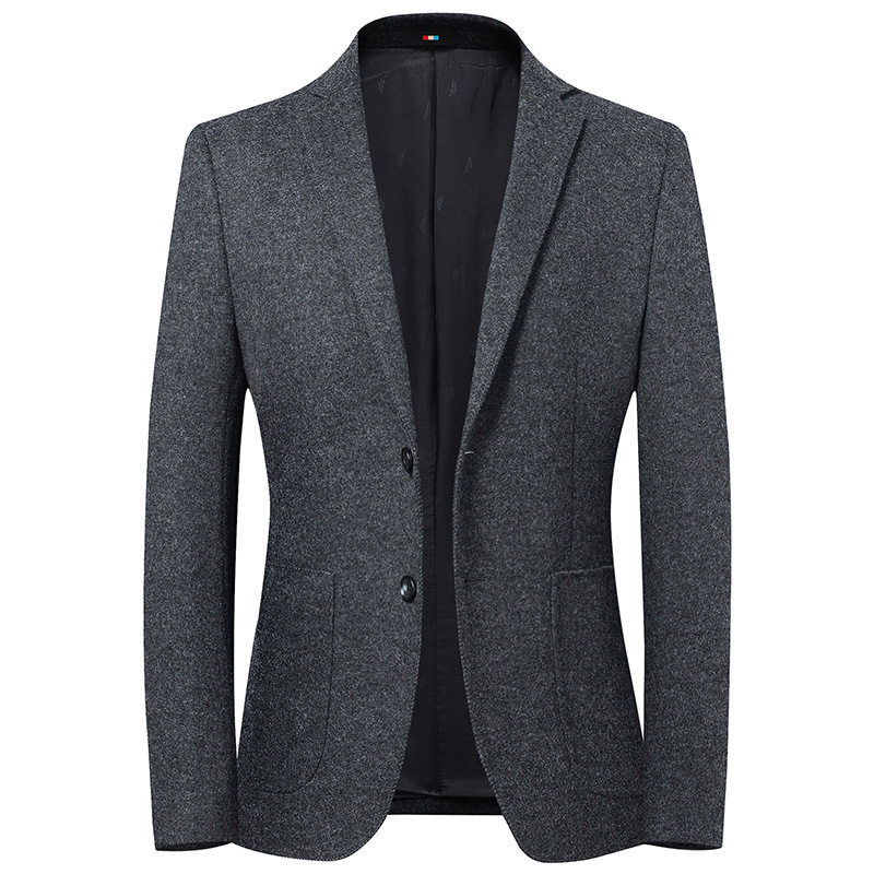 Áo vest nam dạ lông cừu dáng ôm cổ vest dài tay — Màu xanh, Màu xám, Màu đen